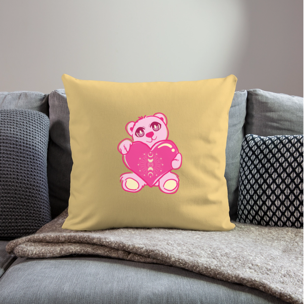 Moonbear Throw Pillow Cover 18” x 18” - washed yellow