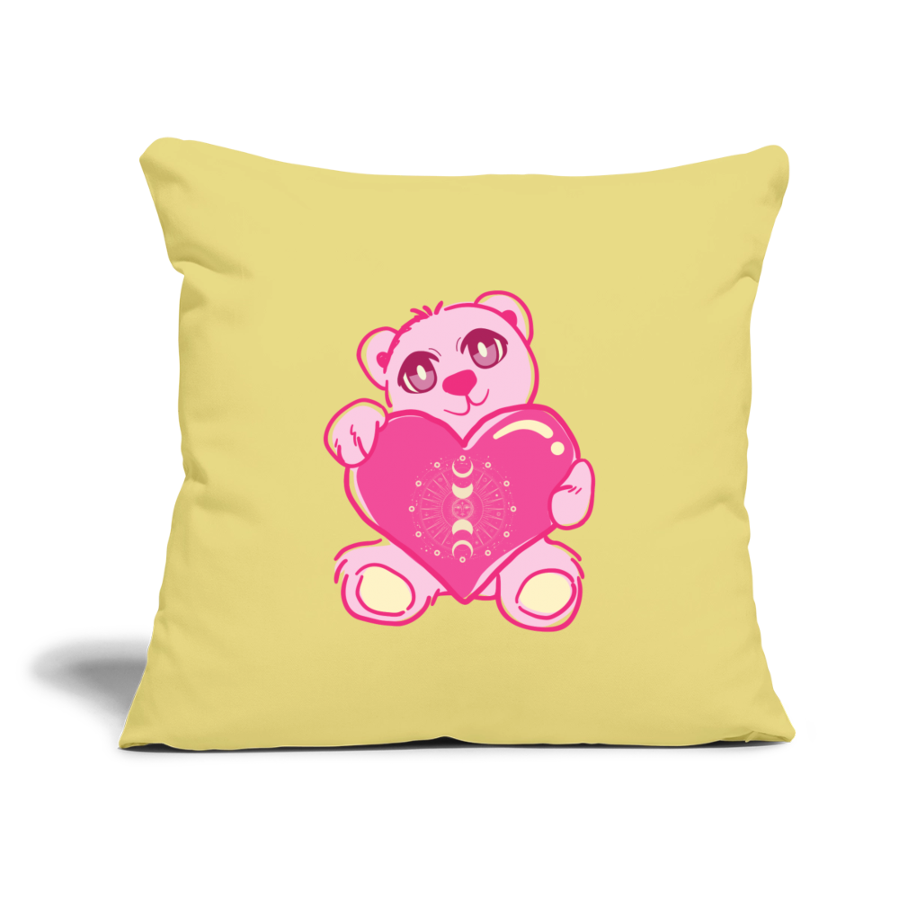 Moonbear Throw Pillow Cover 18” x 18” - washed yellow