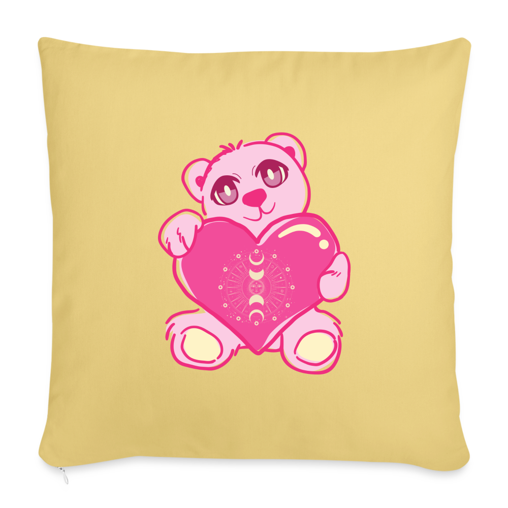 Moonbear Throw Pillow Cover 18” x 18” - washed yellow