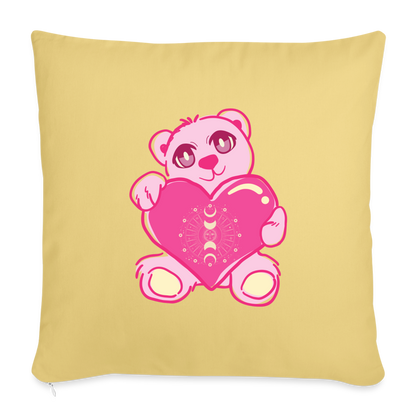 Moonbear Throw Pillow Cover 18” x 18” - washed yellow