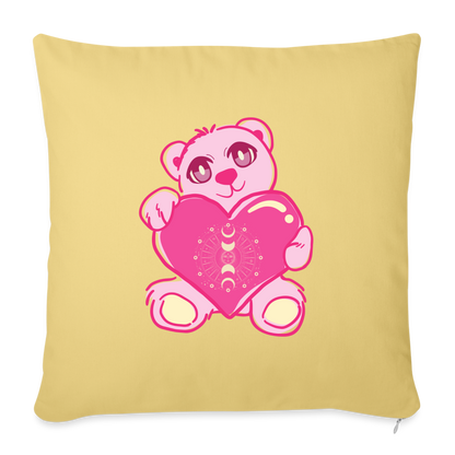 Moonbear Throw Pillow Cover 18” x 18” - washed yellow